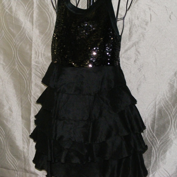 BE BE Black Cascading Ruffles Dress Size M EC - Picture 3 of 7